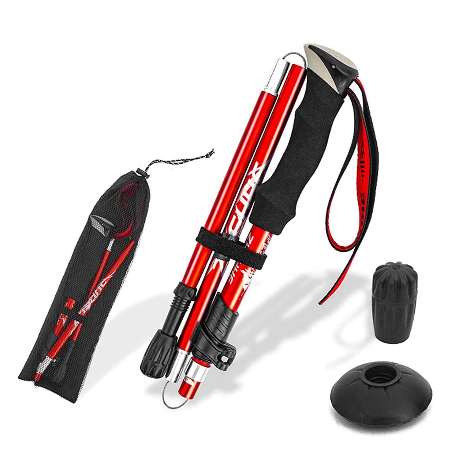 Folding trekking pole for travel, outdoor sports hiking and mountaineering walking stick, Nordic walking pole for seniors, made of aluminum alloy and EVA