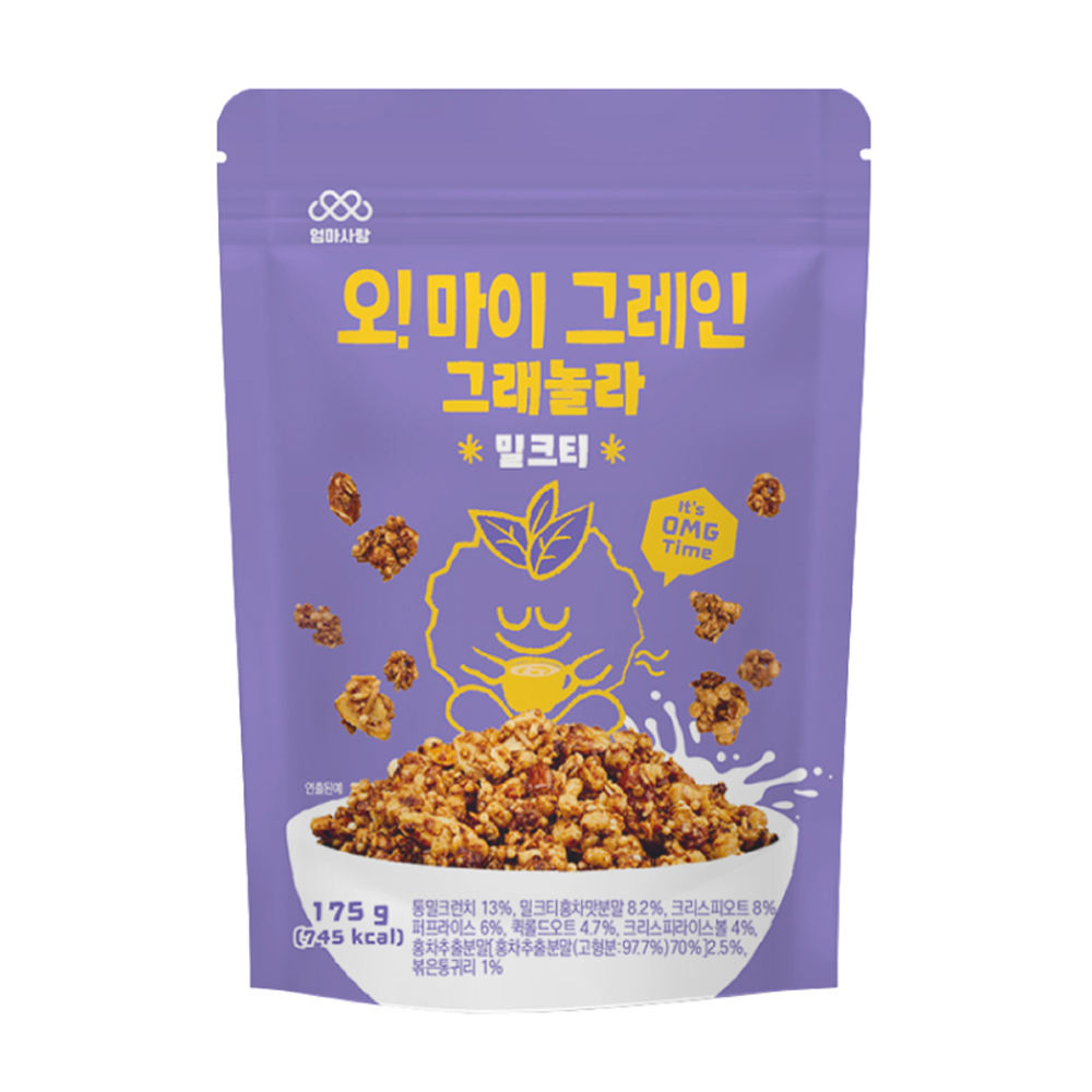 [Mother Love] Other food and beverages: Oh! My Cereal Granola Milk Tea 140g, natural whole grain snack with milk tea flavor
