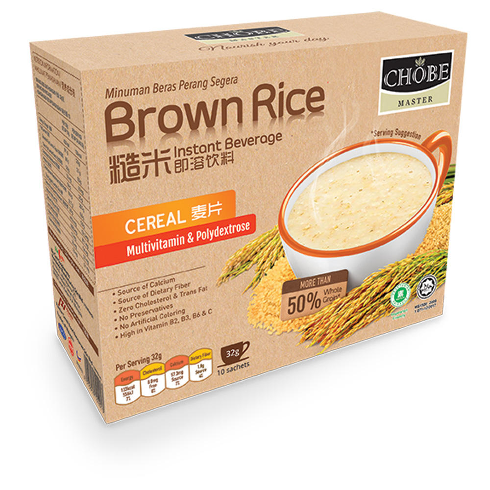 OEM instant brown rice-infused cereal drink for adults and children, packaged in boxed food and beverage form