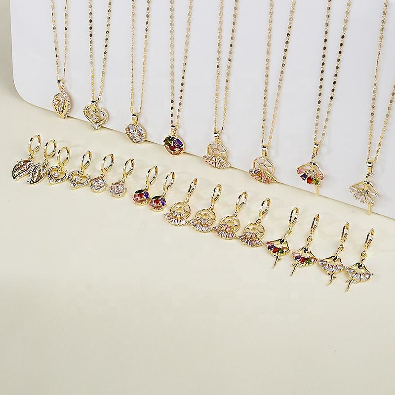 Jewelry Gold Earrings and Necklace Set 18k Gold Jewelry with Dubai Lady Model Wholesale Women’s Jewelry Set Jewelry Price