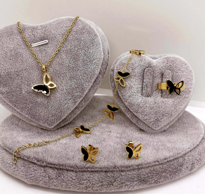 Custom Fashion Jewelry Set Butterfly Tassel Gold-Plated Accessories Earrings Butterfly Necklace Jewelry Set